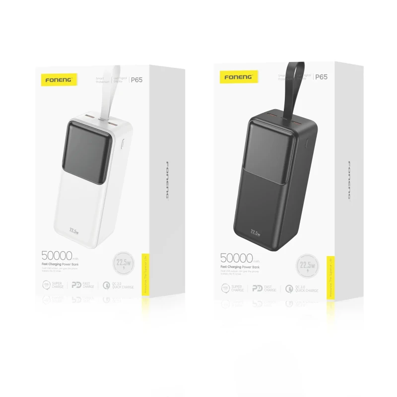 Power Bank P65 50 000 mAh (22,5 W et 3 sorties)