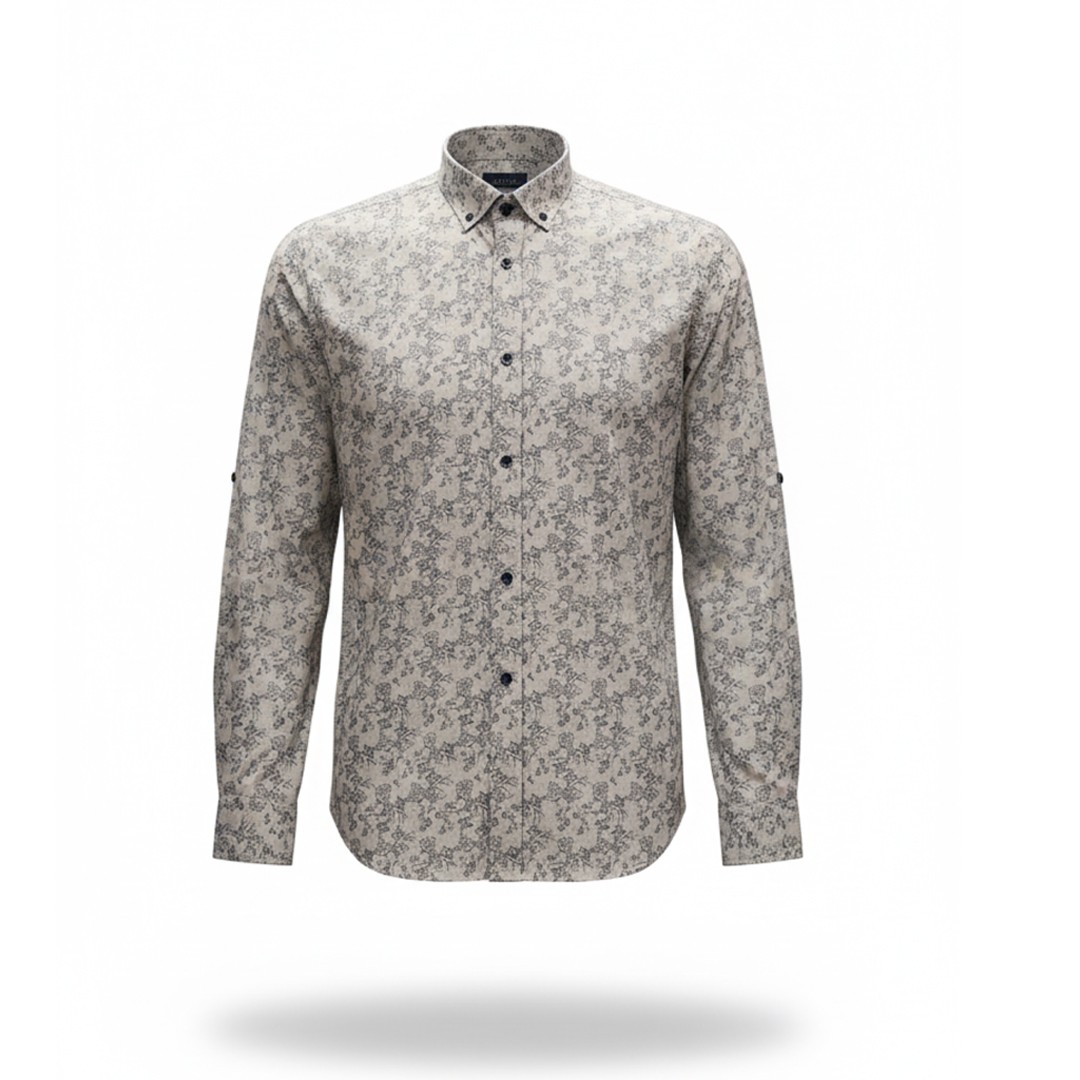 Chemise Homme à Motif Floral Vert