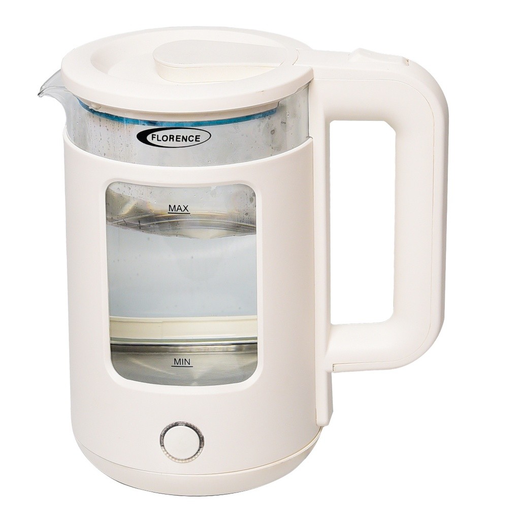 Bouilloire Électrique En Verre 2L 2000W - Florence HK-414 Blanc
