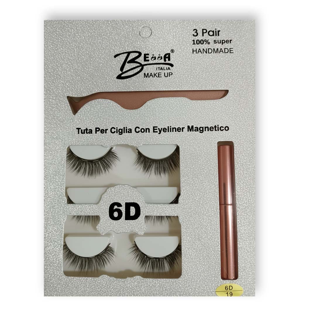 Coffret Kit de Faux-3 Pair Cils Magnétiques 6D