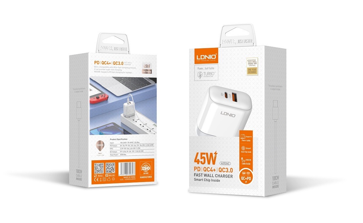 Chargeur ultra-rapide 45 W à double port USB QC4.0 A2526C