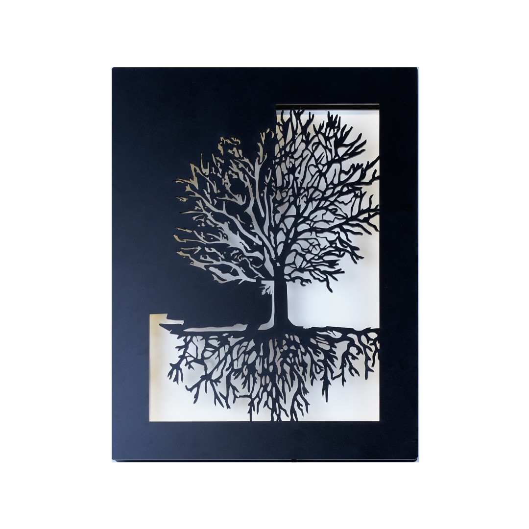 Tableau Décoratif – Design Arbre de Vie Foré(30 × 40 cm) Noir