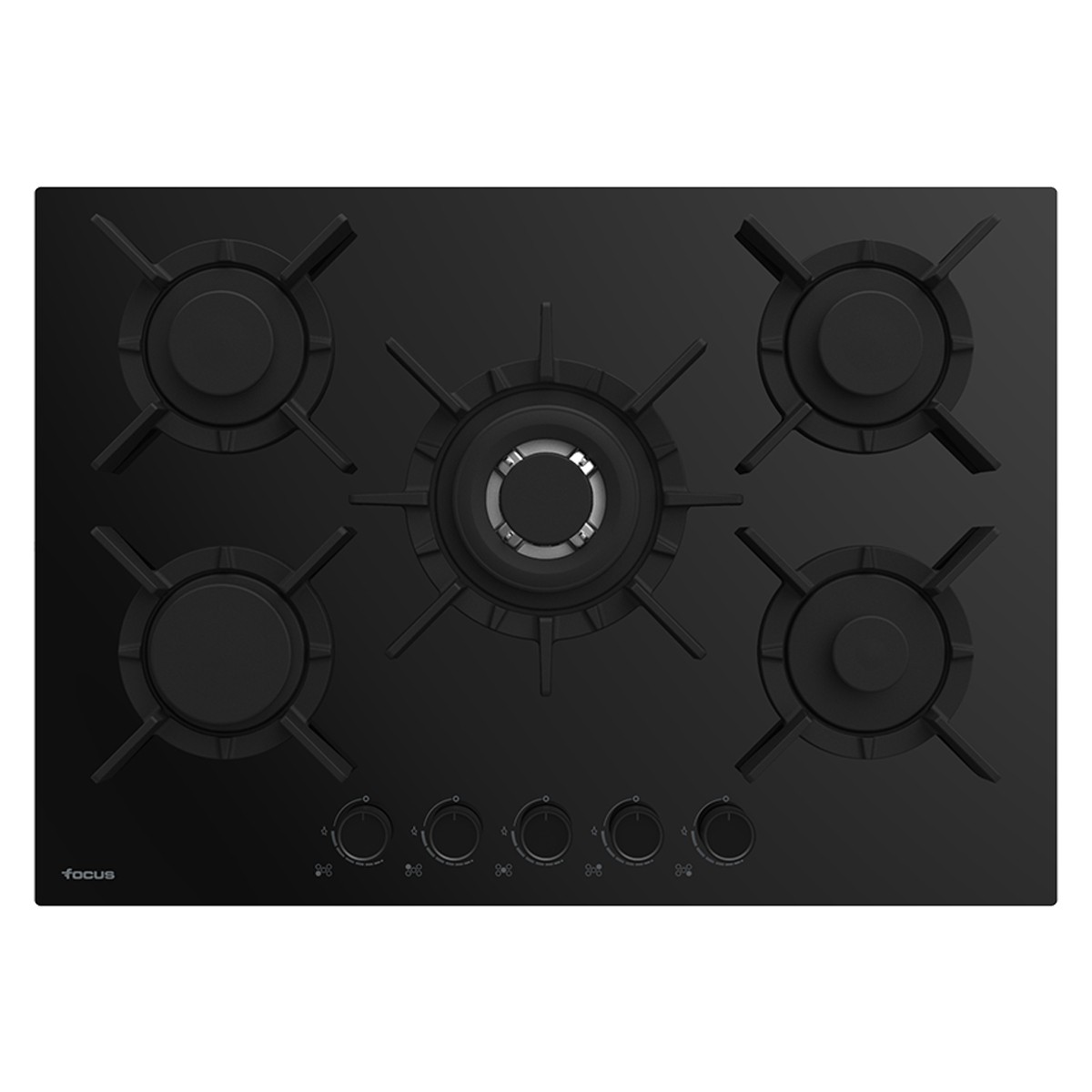 Plaque de Cuisson Encastrable FOCUS F4017BS 5 Feux 75cm - Noir