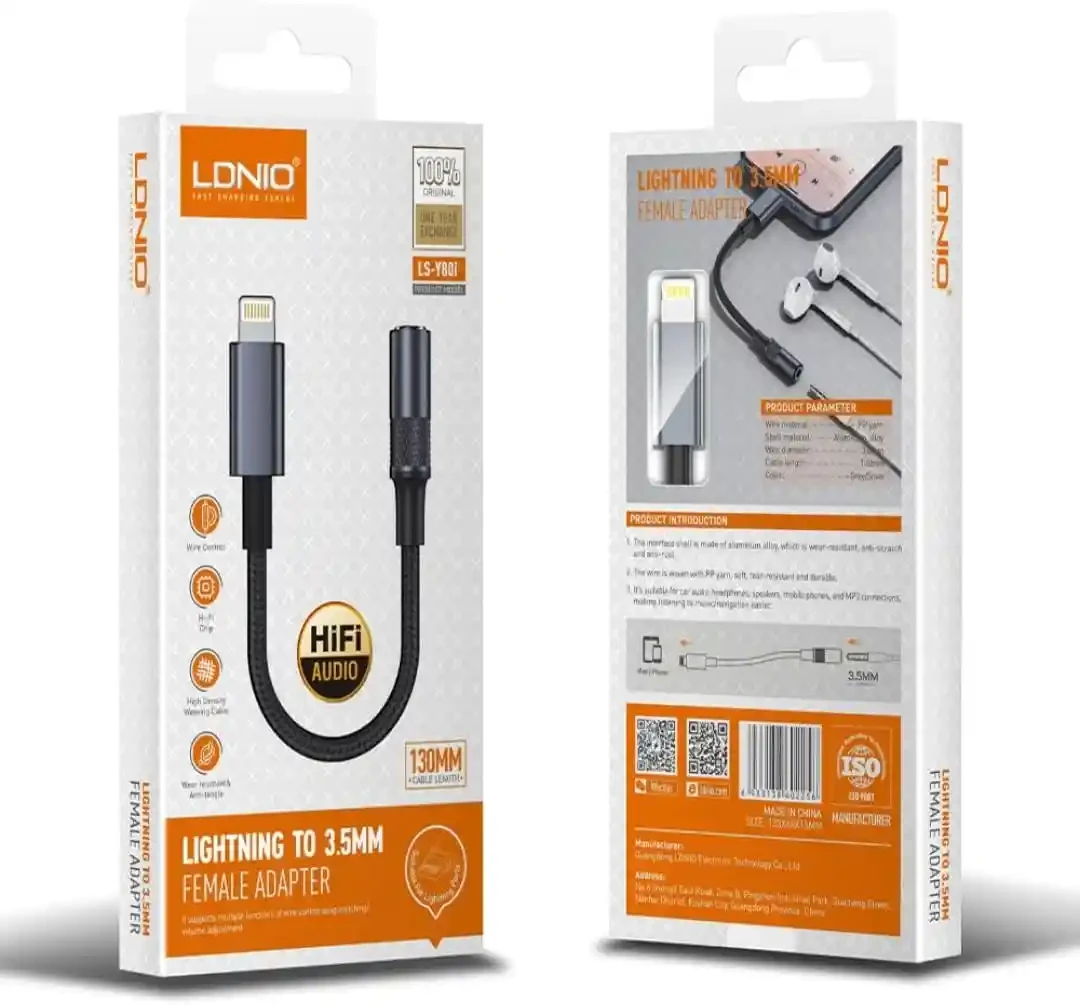 Câble adaptateur audio LDNIO LSY80I 3,5 mm type IPH